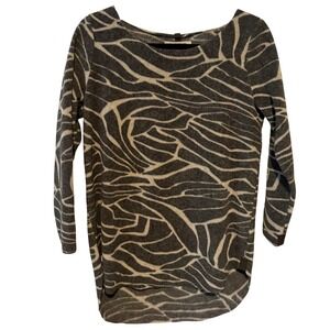 Henriette Steffensen Women's Grey Abstract Patterned Fleece Top Size XL